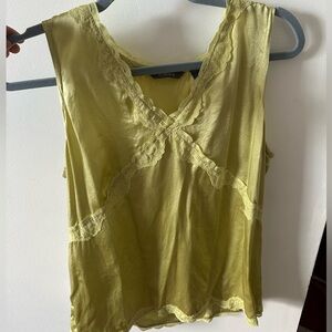 Liz Claiborne Yellow Lace Trim Tank Top